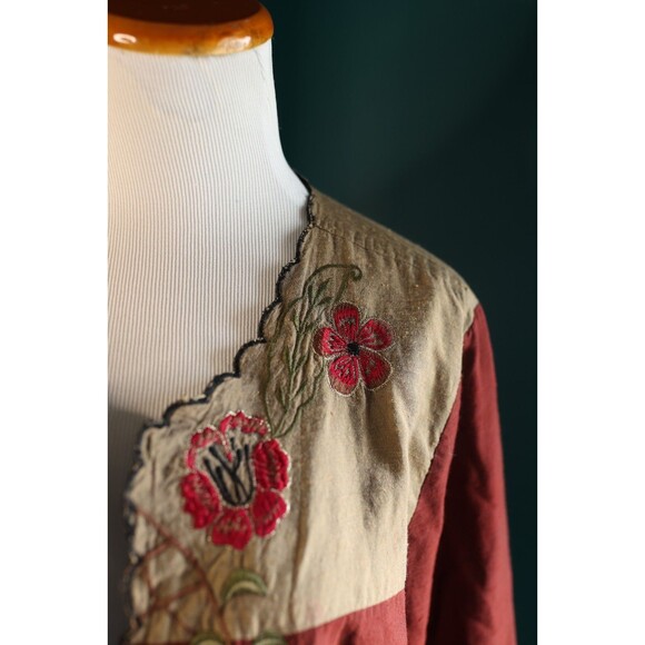 Vintage Liz Baker Metallic Floral Embroidered Lightweight Open Blazer Artsy L - Picture 6 of 13